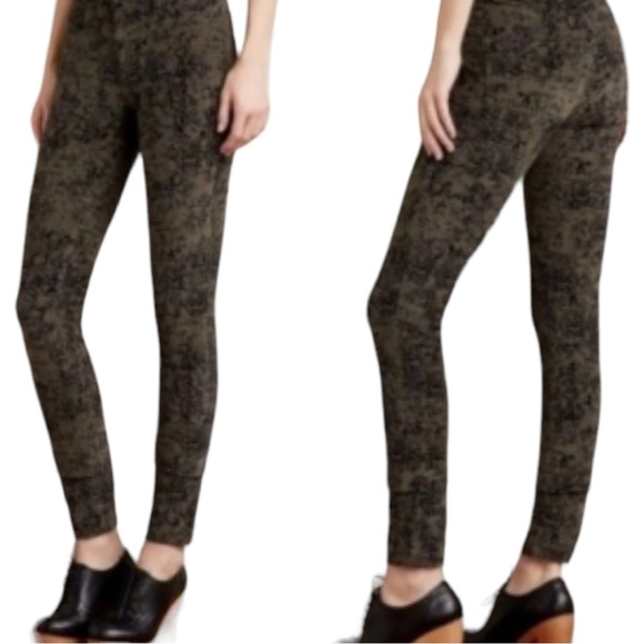 Pilcro and the Letterpress Pants - Pilcro Women's Serif Cords Corduroy Pants Abstract Green Black 25 Fall Skinny